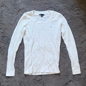 Tommy Hilfiger Heritage White Cable Knit Cotton Sweater